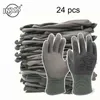 12 Pairs Polyester Nylon PU Coating Safety Work Gloves For Builders Fishing Garden Work Nonslip gloves 2201106216825