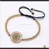 Beaded, Strands Bracelets Jewelry Drop Delivery 2021 Fashion Bracelet Multi-Layer Copper Gold-Plated Zircon Micro-Inlaid Exaggerated Braided