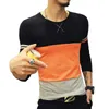 T-shirt de marque de mode pour hommes Printemps O Cou Patchwork Manches longues Hommes Plus Taille Op ees S M-5XL 210629