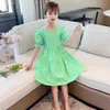 Girl Dresses Solid Color Party Dress Summer Children Casual Style Kids Costume 6 8 10 12 14 210528