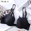 Reggiseno senza schienale moda Lnvisible Lingerie C D Coppa Deep U Reggiseno sexy U Plunge Mezza tazza Reggiseno Nero Intimo donna Reggiseni push up 210623