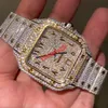 Romerska siffror Missfox Square Watch Mechanical Selfwinding 40mm Storlek för män Luxury Hiphop Full Iced Out Watches Sliver Crystal Z8561950