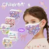 50st Kawaii Skydd Ansiktsmasker för barn Engång 3Ply tecknadtryck Protec PM2.5 Justera munflickor Ingen dekoration