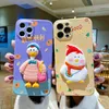 Lambskin tredimensionell docka Snowman Duck Phone Fodral för iPhone 11 12 Pro Max XR XS X 7 8 Plus