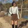 Coréen Y2K plissé Mini jupes Harajuku Vintage mode velours côtelé jupes taille haute solide a-ligne jupes Streetwear Cuteandpscho Y0824