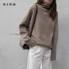 Wywm Turtle Neck Cashmere Sweater Kvinnor Koreansk stil Lös Varm Strikkad Pullover Vinter Outwear Lazy OAF Kvinna Jumpers 210914