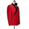 Mäns kostymer blazrar 2021 modedesign röd dubbel bröstmensdräkt med byxor glänsande lapel gentleman formell parti för wed231m