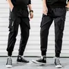 Męskie Multi-Pocket Harem Pant Mężczyźni Streetwear Punk Cargo Spodnie Hip Hop Casual Spodnie Joggers Mężczyzna Black Pant Y0927