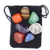 Cuentas de piedra de chakra de cristal natural, juego de 7 piezas, piedras energéticas de yoga, cristales curativos de Palma Reiki, piedras preciosas, accesorios de decoración del hogar