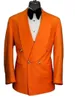 Męskie Garnitury Blazers Orange Wide Szal Lapel Double-Breasted Mężczyźni Kostium Homme Marriage Groom Slim Fit Wedding Prom Blazer 2 sztuki