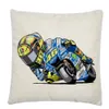 Housse de coussin en lin doux et court, motif de dessin animé de course de moto, taie d'oreiller pour décoration de maison, canapé et voiture, 242D