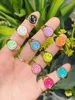 10PCS, Enamel Smiley Face Ring Wedding Gold Silver Color Rings for Women Top quality Jewellery Gifts Accessories