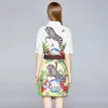 Sommar mode zebra djur blommig tryckta två styck kvinnor halv ärmskjorta topp och oregelbunden A-line kjol set 210416