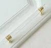 Clear Acrylic Kitchen Drawer Cabinet Knobs Pulls Brass Tbar Furniture Handles Glass Look Cupboard Wardrobe Door Pull Handles