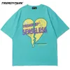 Männer T-shirt Kreative Gebrochenes Herz Drucken Kurzarm Hip Hop Übergroße Baumwolle Casual Harajuku Streetwear Top T-shirts 210601