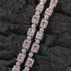 Hip Hop ghiacciato CZ CZ Diamond Chains Necklace Pink Zircone Tennis Chain for Men Women201V