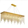 Moderne Glanz Gold Stahl E14 Led Pendelleuchten Esszimmer Rechteck Luxuriöse K9 Kristall Lampe Tisch Droplight Lampen