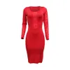 Frauen Herbst Sexy Bodycon Abend Party Langarm Spitze Midi Kleid Vestidos Cortos de Verano Spitze Kleider Sukienki Robe Femme 210520