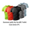 Мужская футболка на льду с короткими рукавами лето Быстрый сушка одежда сплошной цвет без следа дышащий плюс размер Sportswear 210706
