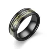 Färgglada Shell Inlägg Rostfritt stål Ringar 8mm Kvinnor Mens Silver Black Wedding Band Comfort Fit Size 6-13