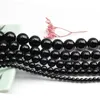 Perline di pietra naturale di agata nera liscia per gioielli che fanno tondo branello allentato di onice 2-12 14 16 18 20mm collana braccialetto di fascino fai da te