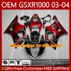 OEM Fairings 100% Fit For Suzuki 1000cc K3 GSX-R1000 03-04 Kropp 67NO.224 GSXR 1000 CC GSXR1000 2003 2004 K 3 GSX R1000 GSXR-1000 Röda flammor 03 04 Injektionsformkroppar