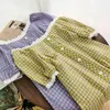 Korobov Summer Nouveau Bouton Femmes Robe Vintage A-Line Slash Cou Robes Sweet Lace Patchwork Robes Femme 210430