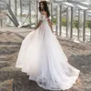 Casual Dresses Bohemian Spaghetti Strap Wedding Lace Dress Design Short Ruffles Off Shoulder Engagement Bridal A Line See-Through Gown