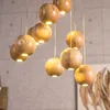 Lâmpadas pendentes de bola de madeira vintage para a sala de estar 1/3/7/10 Cabeças Decoração de iluminação de iluminação Lâmpada de suspensão Restaurante Droplight