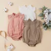 Summer Baby Solid Flutter-sleeve Romper 210528