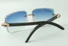 cutting lens medium diamonds sunglasses 3524020, natural black buffalo horns temples glasses, size: 58-18-140mm