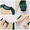 Baby Designs Zestawy odzieżowe Niemowlę Pit Strip Splicing Multi Color Draw String Z Długim Rękawem T-Shirt Pant Care Casual Set Yl567