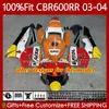 Wtryska Mold Bodys dla Honda CBR 600 RR CC F5 600F5 03-04 CBR 61NO.0 CBR-600 CBR600 RR CBR600RR 03 04 CBR 600RR 600CC CBR600F5 2003 2004 OEM OEM FRSOL Orange