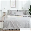 Bedding Sets Supplies Home Textiles & Garden Simple Strip Set Pure Color Euro Beddings Gray Pillowcase Quilt Er 220X240 Queen King Size Doub