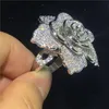 Bröllopsringar Choucong Big Flower Promise Ring Silver Color Micro Pave CZ Engagement Band för kvinnor Brudsmycken
