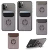 Universal Ring Holder Canvas Pocket Stickers Faux Leather Card Pouch Stick-on Back Cell Phone Wallet Bag