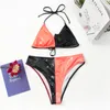 Seksowna sztuczna skóra stroju kąpielowa kobiety solidna patchwork stroje kąpielowe Trójkąt kąpielowy Balette Beachwear S-L Girl High Taist Bikini Zestaw damski