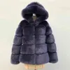 Inverno grosso quente falso casaco de pele de pele com capuz manga comprida artificial jaqueta de pele de luxo outwear 211213