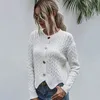 BLSQR Sexy Gebreide Vesten Trui Vrouwen O-hals Lange Mouw Knoppen Vrouwelijke Dames Solid Korte Pullover Jumpers 210430