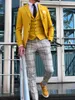 Two-Pieces Coatjacket Yellow Men Business Past Single Breasted Custom Made Slim Fit Groom Party Jas Op maat gemaakt Werkkleding