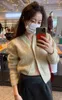 Корейский модный обрезанный кардиган весна женщины оливка девушка короткий вязаный свитер Sale 210520