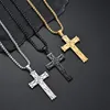 Bijoux religieux rétro couleur or, colliers croix à nœud irlandais, pendentif de prière, collier en acier inoxydable pour hommes, 24 pouces