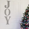 Christmas Decorations Wooden Happy Letter Logo JOY & HOME Checkered Front door decorate Big Size 12x12 inch