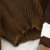 Vår två randiga mode solida pullovers + randig stickad klänning Koreqan vintage 2 stycke set kvinnor 16436 210415
