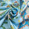 90 cm handmatige handgerolde twill zijden sjaal vrouwen cartoon grote boom print gekrulde vierkante sjaals echarpes foulards femme wrap bandana x0722