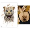 Animais selvagens tatuagem temporária bady arte flash tatuagens adesivo bonito leopardo animal padrão impermeável tatuagem de tatuagem mulheres homens diy pintura