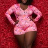 Venda Sexy Mulheres Onesies Pijama Plus Size Com Decote Em V para Adultos Pijamas Manga Longa Nightwear Macacão Club Party Romper Womens Macacões r