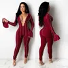 Herfst Vrouwen Bandage Jumpsuits Mode Sexy Onesies Open Navel Horn Mouw Een Stuk Nachtclub Bodysuit Designers Kleding