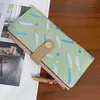 DHL50pcs Long Wallets Women PU Feather Prints Pillow Shaped Hasp Credit Card Holder Mix Color