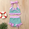 Costume da bagno bikini intero per ragazze da 1 a 6 anni Bambino Bambino Estate Bambini Stampa Bowknot Costumi da bagno Set Bambini